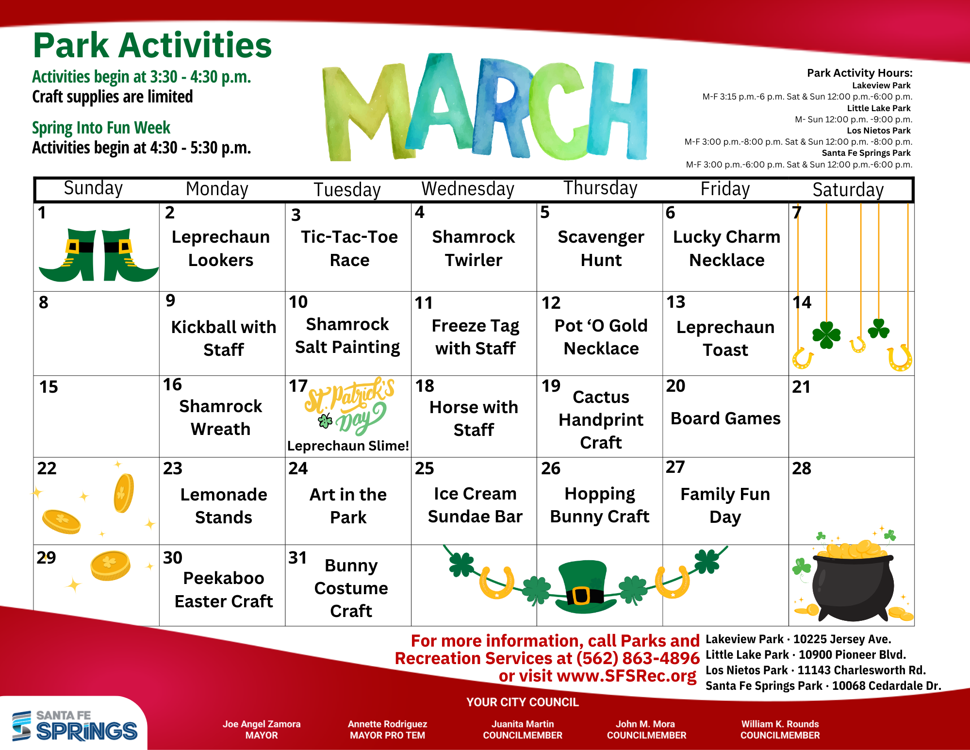 March '26 Activity Calendar